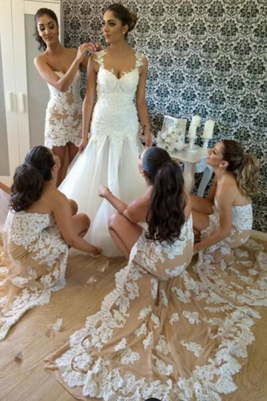 High-low Lace Appliqued Mermaid Bridesmaid Dress - Bridesmaid Dresses