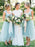 High Low Square Light Sky Blue Tulle Bridesmaid Dress - Bridesmaid Dresses