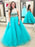 High Neck Sleeveless With Beading Floor-Length Tulle Plus Size Dresses - Prom Dresses