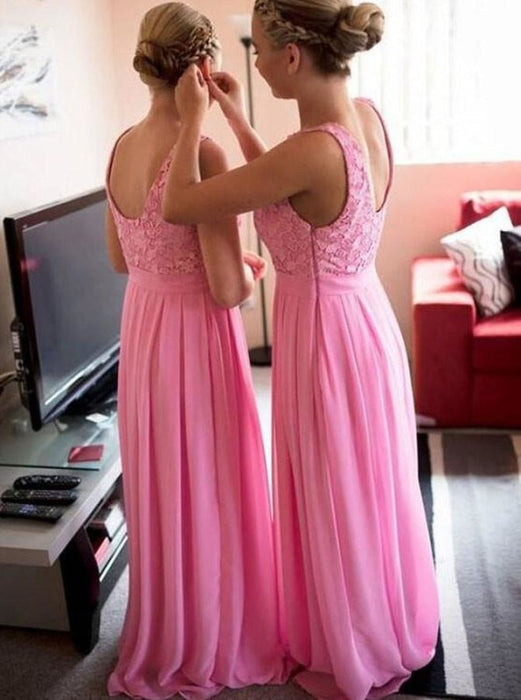High Quality Bateau Sleeveless Floor-Length Hot Pink Bridesmaid Dress - Bridesmaid Dresses