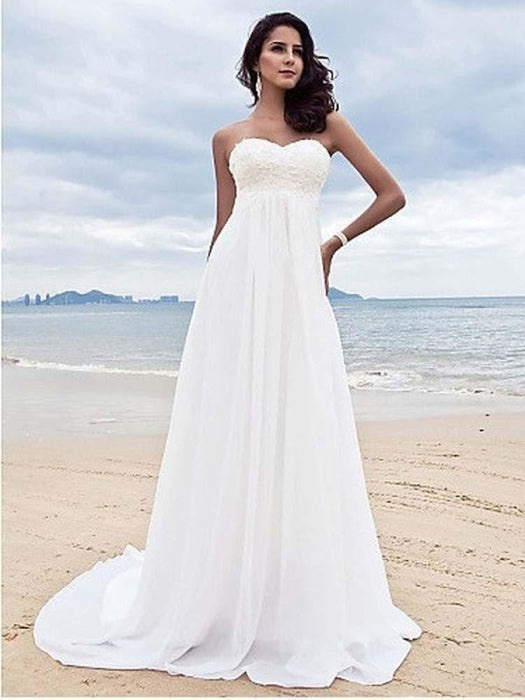 High Waist Elegant Sweetheart Ruffles Wedding Dresses - wedding dresses