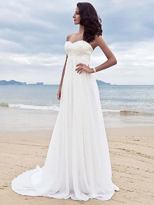 High Waist Elegant Sweetheart Ruffles Wedding Dresses - wedding dresses