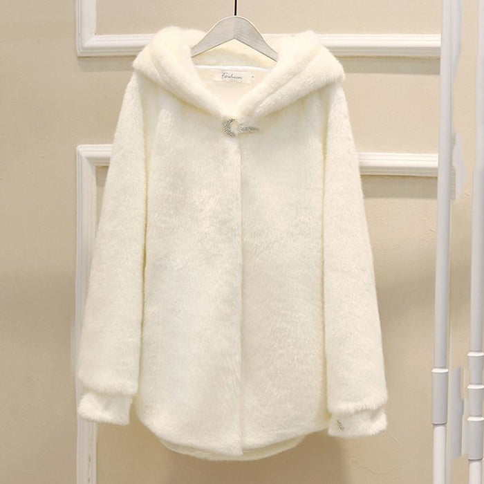 Hooded Daily Faux Fur Coat for Club Basic | Bridelily - White / S - womens furs & leathers
