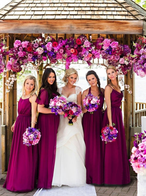 Hot Sale Spaghetti Straps Floor-Length Purple Bridesmaid Dress - Bridesmaid Dresses