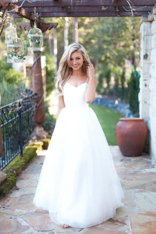 Hot Summer Boho Beach Tulle Spaghetti Straps Wedding Dress - Wedding Dresses