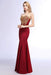 Illusion Backless Lace Mermaid Prom Dress Burgundy Long Evening Gowns - Prom Dress