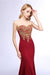 Illusion Backless Lace Mermaid Prom Dress Burgundy Long Evening Gowns - Prom Dress