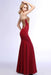 Illusion Backless Lace Mermaid Prom Dress Burgundy Long Evening Gowns - Prom Dress