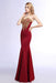 Illusion Backless Lace Mermaid Prom Dress Burgundy Long Evening Gowns - Prom Dress