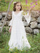Ivory Flower Girl Dresses Jewel Neck Long Sleeves Lace Kids Party Dresses