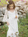 Ivory Flower Girl Dresses Jewel Neck Long Sleeves Lace Kids Party Dresses