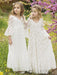 Ivory Flower Girl Dresses Jewel Neck Long Sleeves Lace Kids Party Dresses
