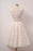 Ivory Lace Knee Length Homecoming Dresses A Line Scoop Sleeveless Graduation Dress - Prom Dresses