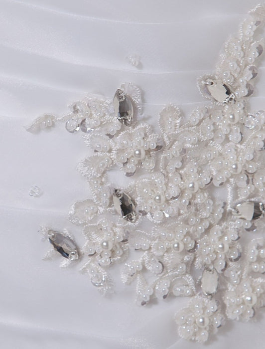 Ivory One-Shoulder Ruched Organza Mermaid Wedding Dress