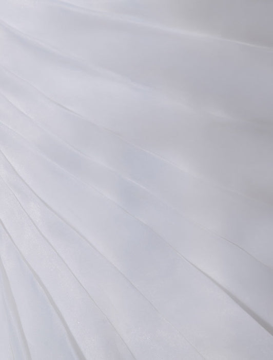 Ivory One-Shoulder Ruched Organza Mermaid Wedding Dress