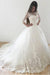 Ivory Puffy Half Sleeves Long Vintage Tulle Bateau Appliques Wedding Dress - Wedding Dresses