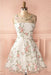 Ivory Round Neck Sleeveless Homecoming with Short Lace Prom Dress - Prom Dresses