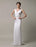 Ivory Satin Deep V-neck and Cowlback With Embellished Sash Wedding Dress
