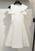 Ivory Satin Homecoming Dresses A Line Cute Short Sleeves Sweet 16 Dress - Prom Dresses