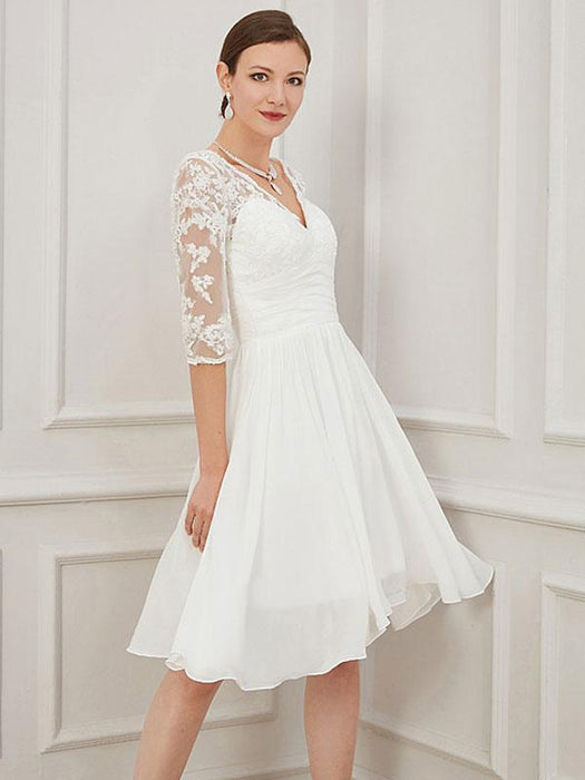 Ivory Short Wedding Dress Knee Length On Sale-Bridelily