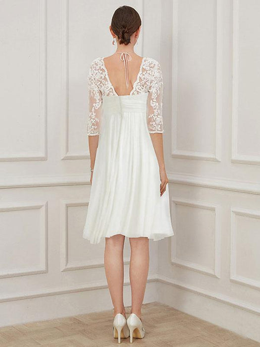 Ivory Short Wedding Dress Knee Length On Sale-Bridelily Ivory Short Wedding Dress Knee Length On Sale-Bridelily