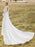 Ivory Simple Wedding Dress With Train Chiffon Jewel Neck Long Sleeves Lace A Line Bridal Gowns