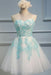 Ivory Sweetheart Homecoming with Mint Appliques Strapless Tulle Short Party Dress - Prom Dresses