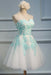 Ivory Sweetheart Homecoming with Mint Appliques Strapless Tulle Short Party Dress - Prom Dresses