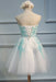 Ivory Sweetheart Homecoming with Mint Appliques Strapless Tulle Short Party Dress - Prom Dresses