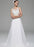 Ivory Wedding Dress Illusion Rhinestone Lace Satin Wedding Gown