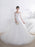 Ivory Wedding Dress Lace Applique Illusion Sweetheart Backless Half Sleeve A Line Chapel Train Bridal Dress