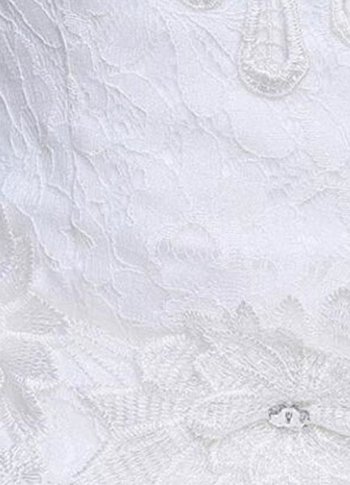 Ivory Wedding Dress Lace Sleeveless V Neck Rhinestones Beaded A-Line Floor Length Bridal Gown