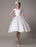 Ivory Wedding Dress Scoop Backless Knee Length Satin Wedding Gown misshow