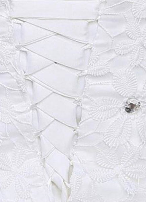 Ivory Wedding Dress Sleeveless Semi-Sheer Jewel Neckline Lace A-Line Floor Length Bridal Gown