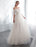 Ivory Wedding Dresses Off Shoulder Half Sleeve Tulle Beach Bridal Dress With Train