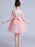 Flower Girl Dresses Pink Jewel Neck Short Sleeves Embroidered Formal Kids Pageant Dresses