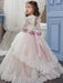 Flower Girl Dresses Jewel Neck Long Sleeves Sash Formal Kids Pageant Dresses