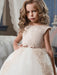 Flower Girl Dresses Jewel Neck Satin Fabric Sleeveless With Train Princess Silhouette Lace Kids Party Dresses