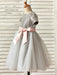 Flower Girl Dresses Jewel Neck Short Sleeves Sash Kids Party Dresses