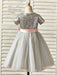 Flower Girl Dresses Jewel Neck Short Sleeves Sash Kids Party Dresses