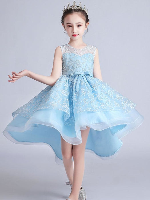 Flower Girl Dresses Jewel Neck Sleeveless Embroidered Kids Party Dresses