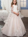 Flower Girl Dresses Jewel Neck Sleeveless Applique Detachable Tulle Warp Formal Kids Pageant Dresses