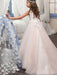 Flower Girl Dresses Jewel Neck Sleeveless Applique Detachable Tulle Warp Formal Kids Pageant Dresses