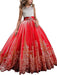 Jewel Neck Sleeveless Flower Girl Dresses with Whie Lace Appliques Formal Kids Pageant Bowtie Dresses
