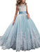 Jewel Neck Sleeveless Flower Girl Dresses with Whie Lace Appliques Formal Kids Pageant Bowtie Dresses
