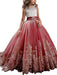 Jewel Neck Sleeveless Flower Girl Dresses with Whie Lace Appliques Formal Kids Pageant Bowtie Dresses

