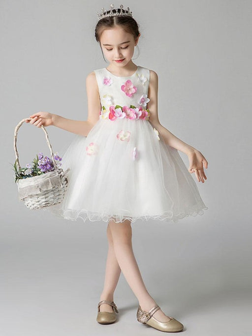 Flower Girl Dresses Jewel Neck Sleeveless Flowers Formal Kids Pageant Dresses
