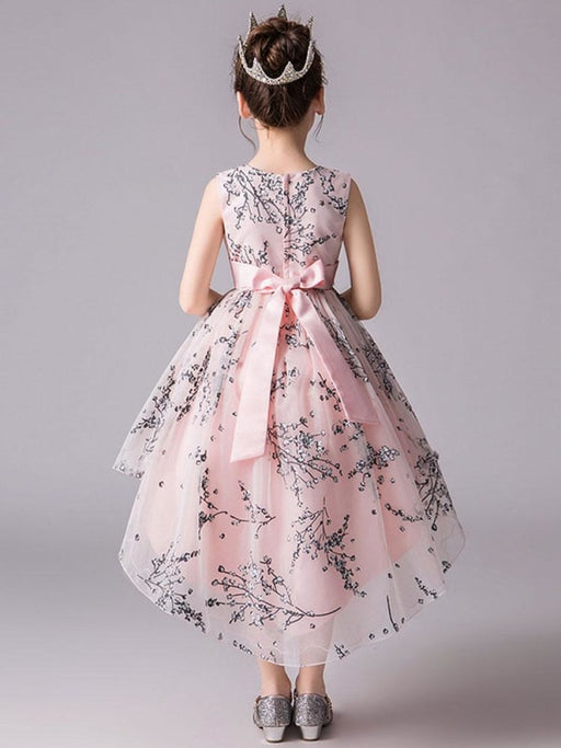 Flower Girl Dresses Jewel Neck Sleeveless Bows Formal Kids Pageant Dresses