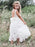 White Flower Girl Dresses Jewel Neck Sleeveless Sash Lace Formal Kids Pageant Dresses