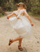 White Flower Girl Dresses Jewel Neck Sleeveless Lace Kids Social Party Dresses